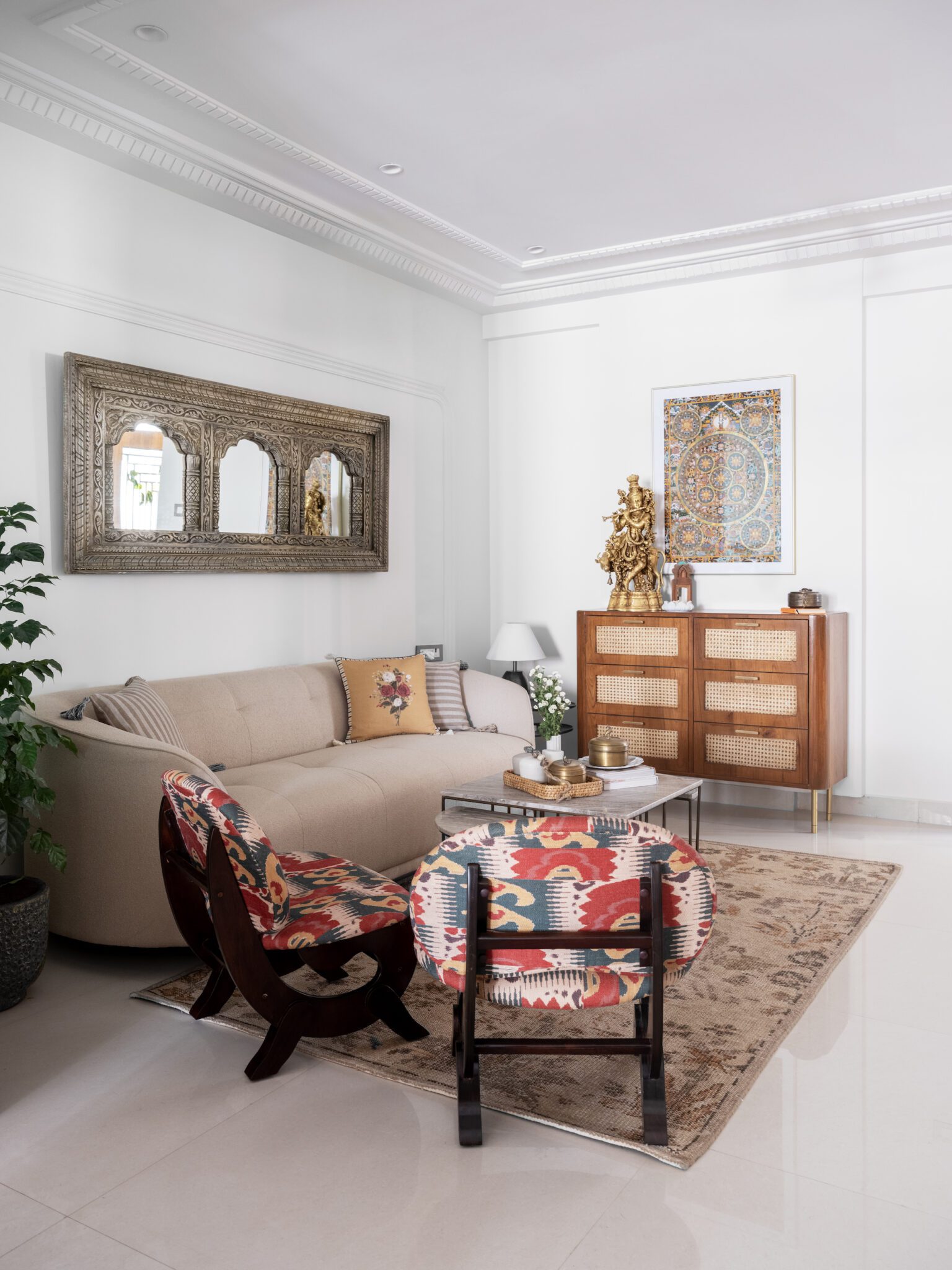 The Transitional Apartment: Harmonising Vintage Elegance with Modern Comfort – By The Crenovate Designers — interior design by The Crenovate Designers in Hyderabad