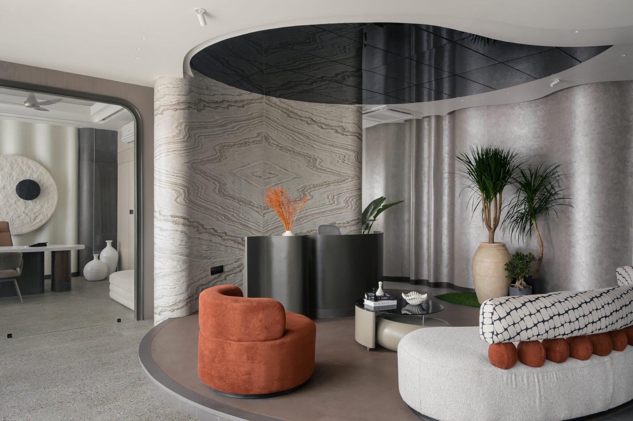 FOLDS: A Rooftop Office Defined by Flow and Fluidity — interior design by JB Designs in Raipur, Chhattisgarh