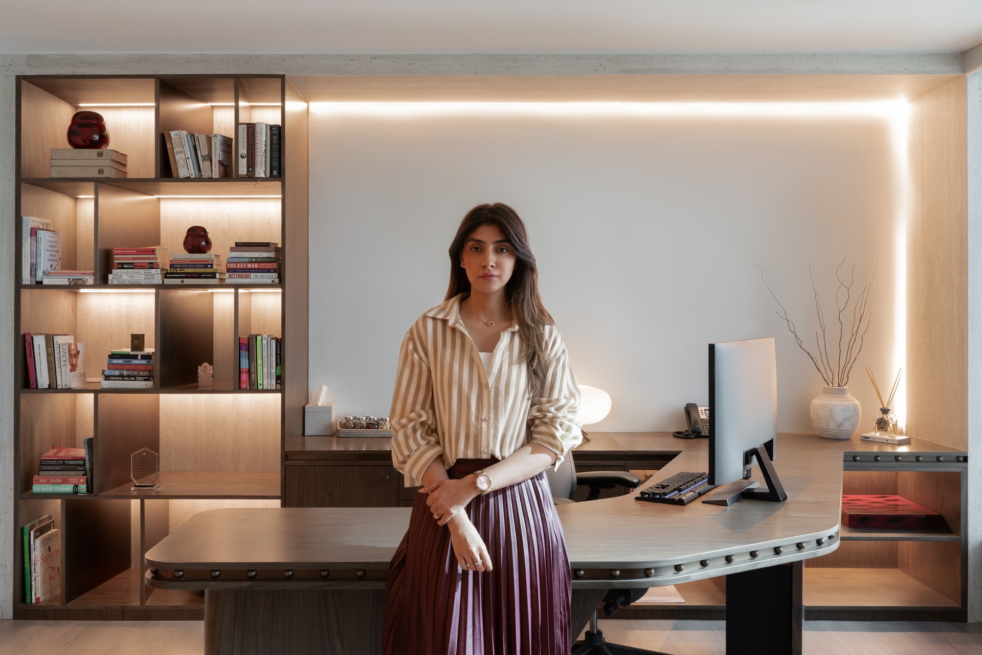 Curvacraft principal Uroosa Khan photographed within the principal cabin