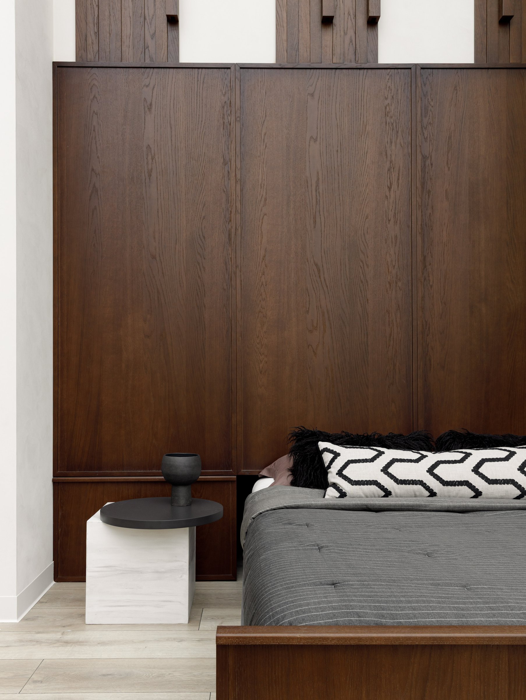 A closer view of the alcove, where the joinery reads as a full wall of quiet cabinetry