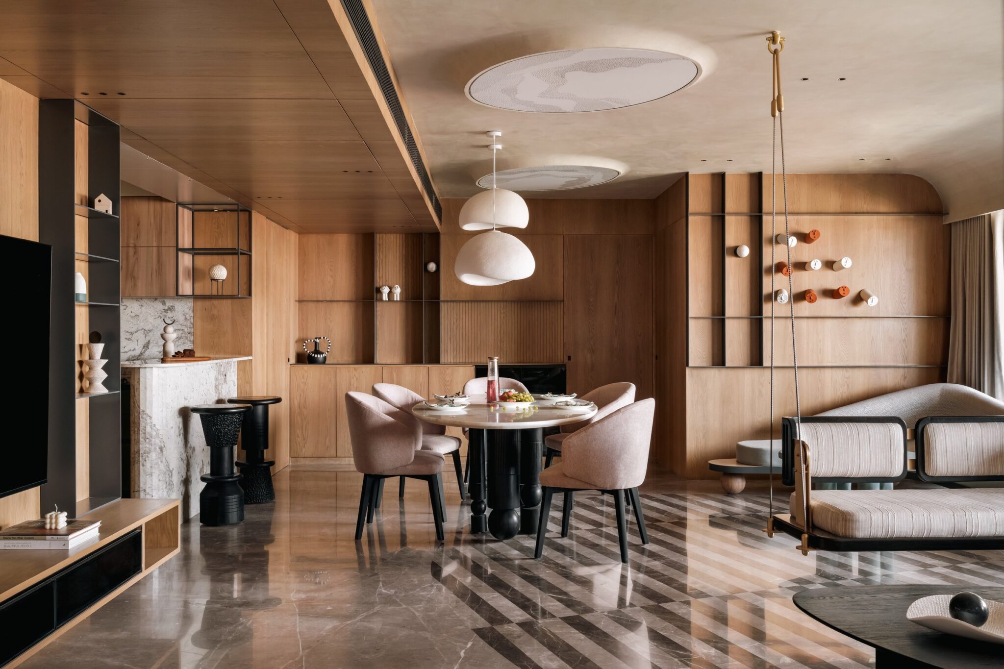 Noira: An Ahmedabad Apartment Choreographed by Line and Light, interior design by Studio Deshi in Ahmedabad, Gujarat