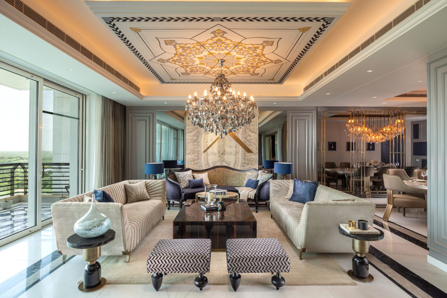 Leena Monga of Agnom Designs congregates a Neoclassical approach with the allure of castles in a swanky Indian habitat — Agnom Designs, DLF Camellias, Gurgaon