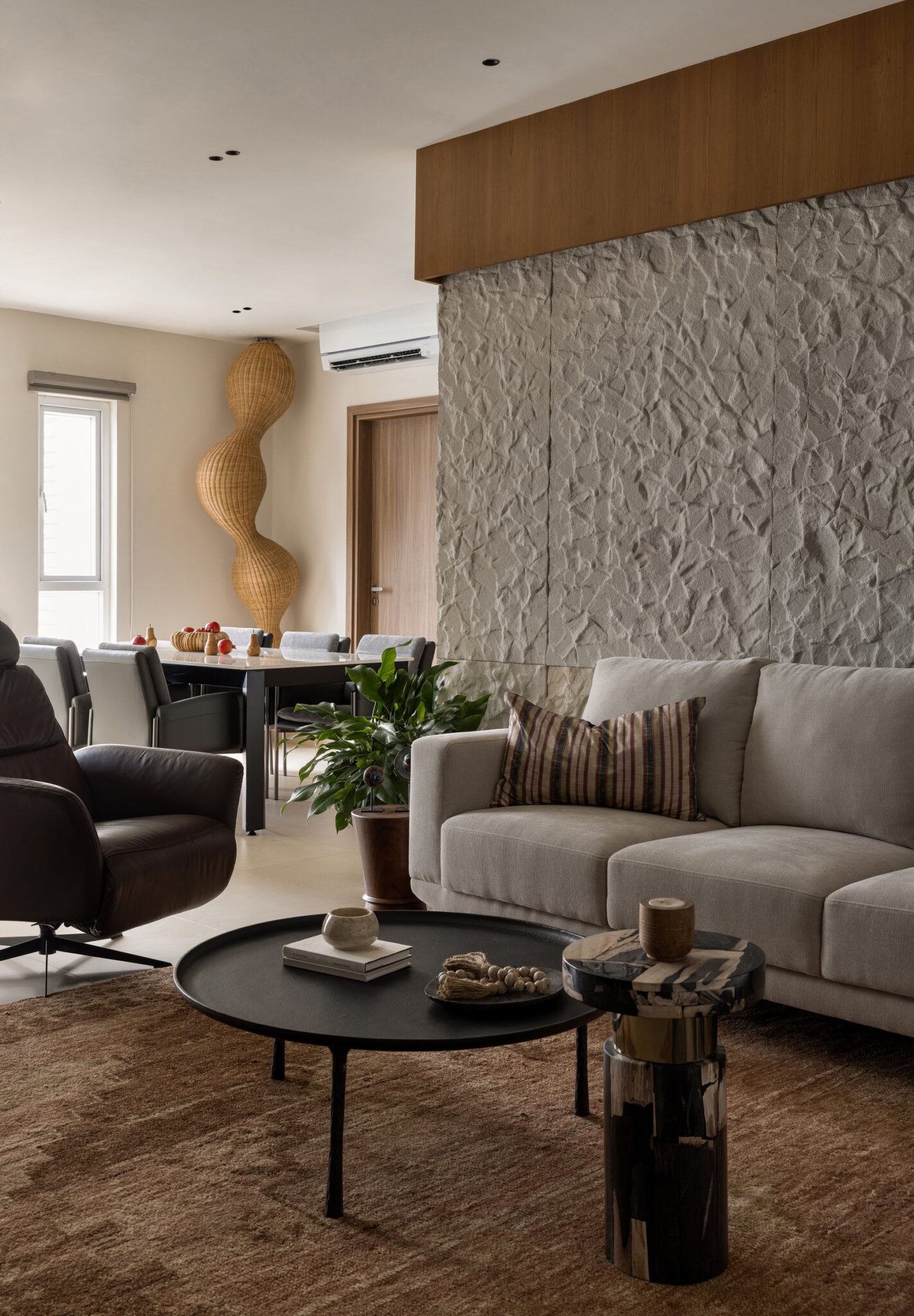 Stone Haven: A Chennai Apartment Where Texture Becomes the Quiet Argument — Studio One by Zero, Koyambedu, Chennai