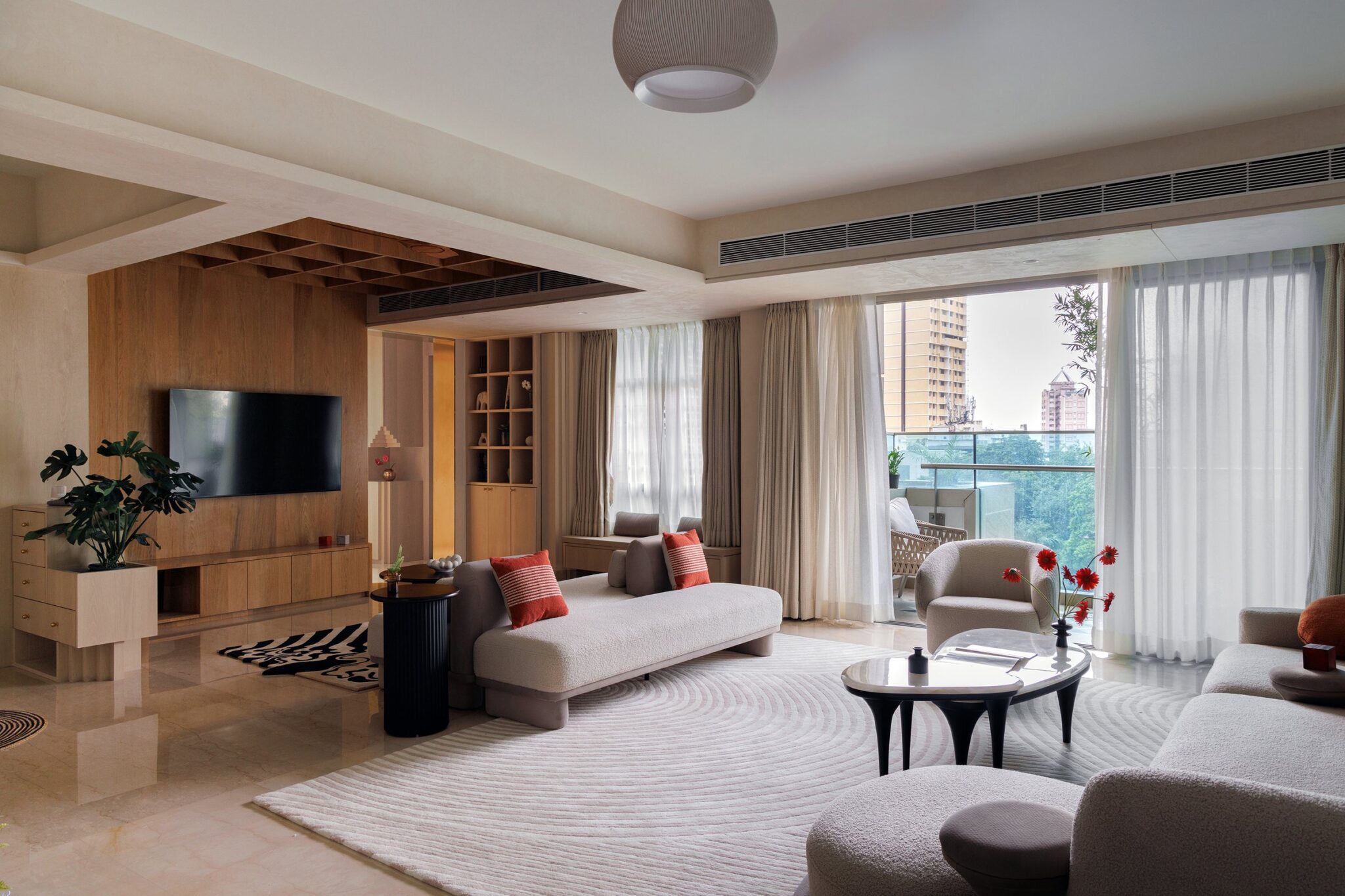 Thickened Planes: A Mumbai Apartment Where the Wall Becomes the Room — interior design by Happy Cells + JW Architect in Prabhadevi, Mumbai, India