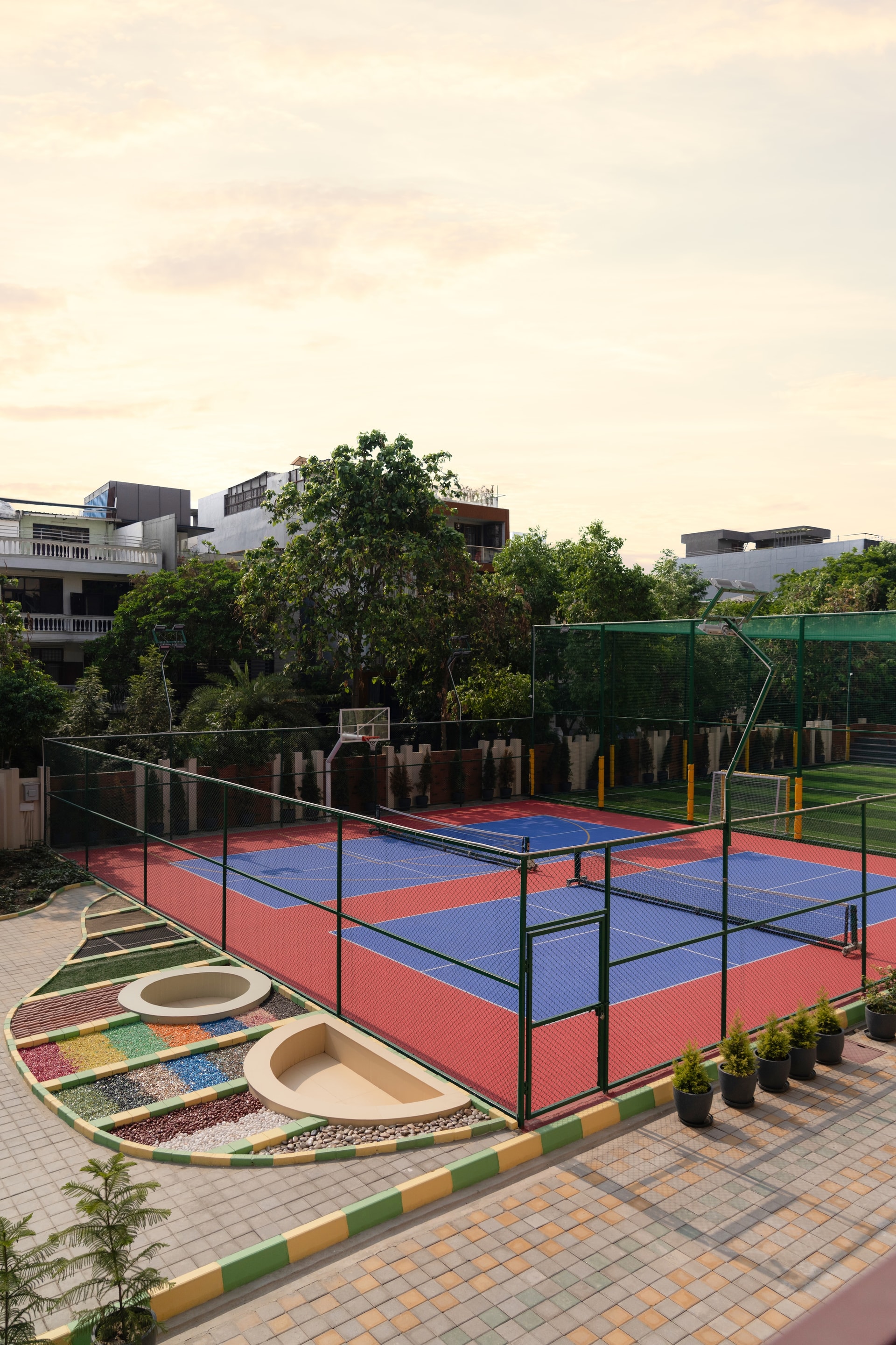 Interior view 10 — The Navriti School: A Campus Defined by Circles, Arches and Deep Red