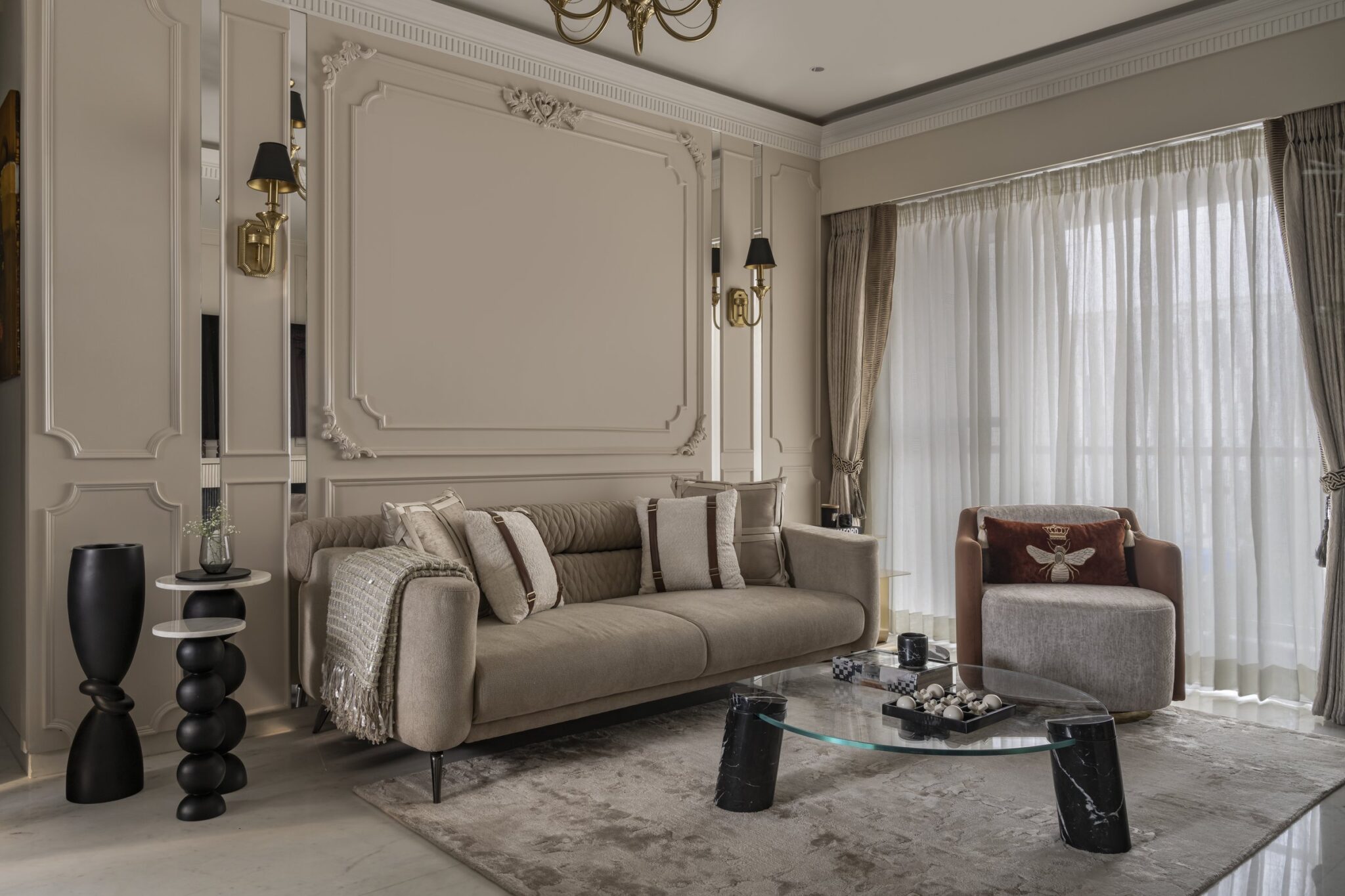 The Beaumont House: Where London Classicism Meets Parisian Elegance in a Bandra Apartment, interior design by Mahek Aga Design Studio in Bandra West, Mumbai